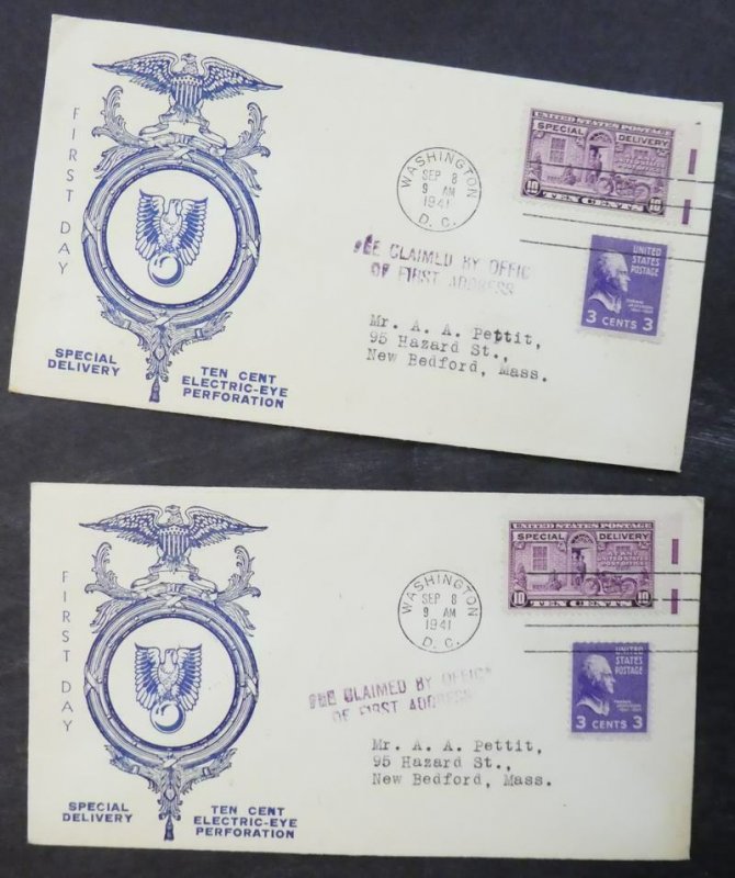 EDW1949SELL : USA 1941 Scott #E15 Scarce group of 5 Electric Eye FDCs. Cat $250.