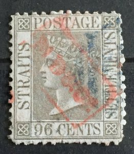 MALAYA 1871 STRAITS SETTLEMENTS QV 96c P.12½ wmk CC Used SG#19a M3639#