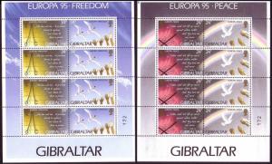 Gibraltar Birds Europa - Peace and Freedom 16v 2 sheets SG#740-743 SC#676-679