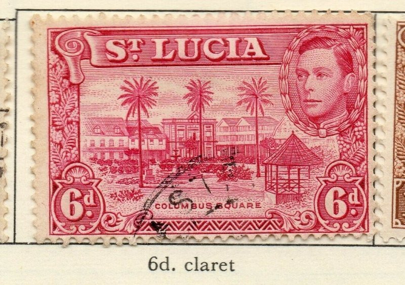 St Lucia 1938-48 GVI Early Issue Fine Used 6d. NW-154980 