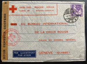 1940 Surabaya Netherlands Indies Red Cross Censored Cover To Geneva Switzerland