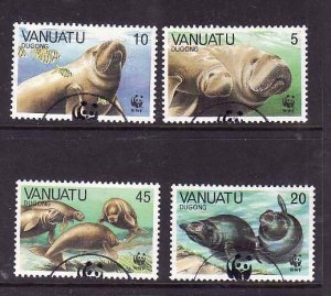 Angola-Sc#470-3- id6-used WWF set-Animals-Dugong-Marine Life-1988-