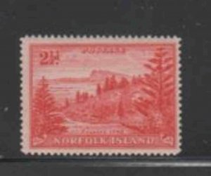 NORFOLK ISLAND #5 1947 2 1/2p VIEW OF BALL BAY MINT VF LH O.G