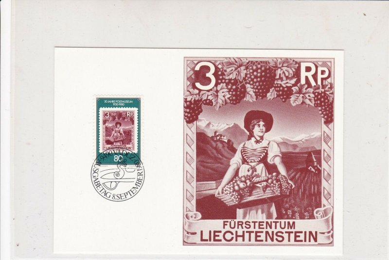 Liechtenstein 1980 Celebrating 50 Years Post Museum Special Stamp Card Ref 29907