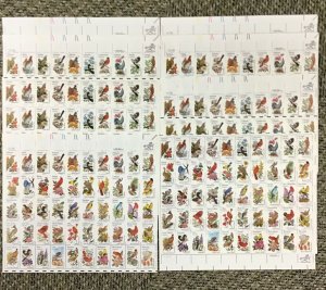 1953a-2002a State Birds & Flowers Lot of 10 sheets  FV $100 Bullseye perfs