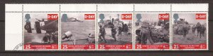 1994 Great Britain -Sc 1566a - used VF - Strip of 5 - D-Day 50th ann.