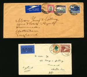 South Africa #24/#57 2 Airmail Covers 1934 & 1936 Capetown & Johannesburg to Eng