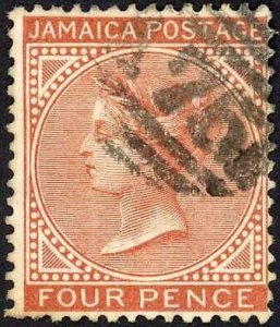 Jamaica SG22a 4d Red-brown Wmk CA Savanna-La-Mar A75 Pmk