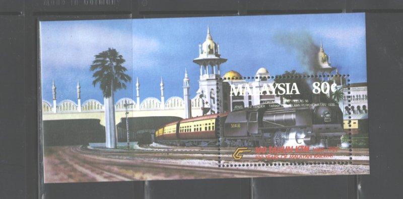 MALAYSIA  1985  TRAINS  M.S.. #304  MNH