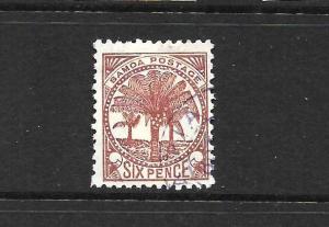 SAMOA  1886-00  6d    PALM TREES  FU  P12x11 1/2  SG 46