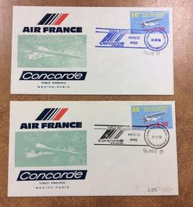 CONCORDE Air France FFC Mexico to PARIS 1978 2 covers