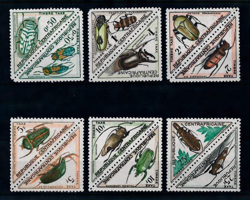 [78576] Central African Republic 1962 Insects Tax Stamps Triangles 6 Pairs MNH