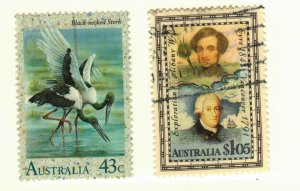 Australia #1204, 1226 used Black Necked Stork birds