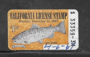 #Z3615 Used 1967 California Fishing Stamp