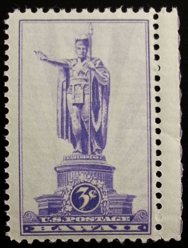 1937 3c Hawaii Territory, Statue of Kamehameha Scott 799 Mint F/VF NH