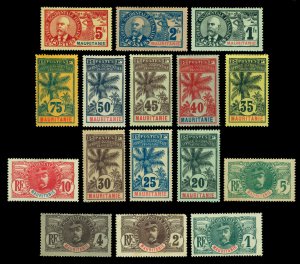 French Colonies -  MAURITANIA  1906-07  Pictorials set  Scott # 1-16  mint MH