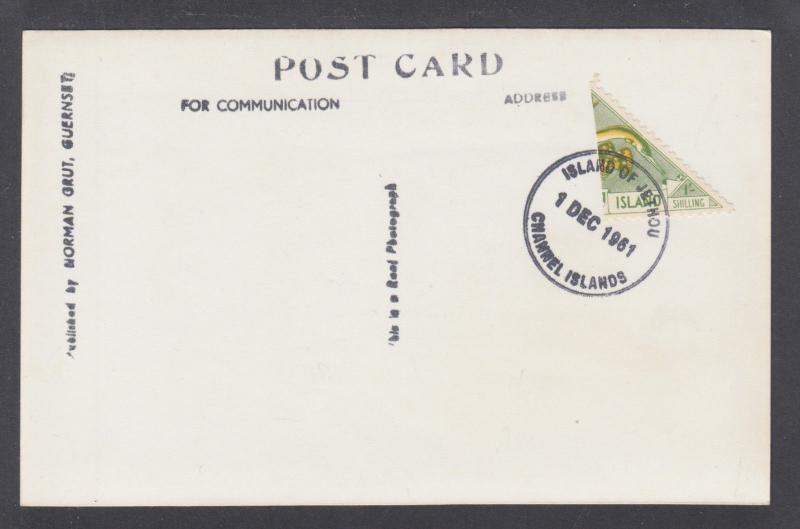 Herm Island 1961 PPC with 1sh Sea-Life bisect, JETHOU cancel 