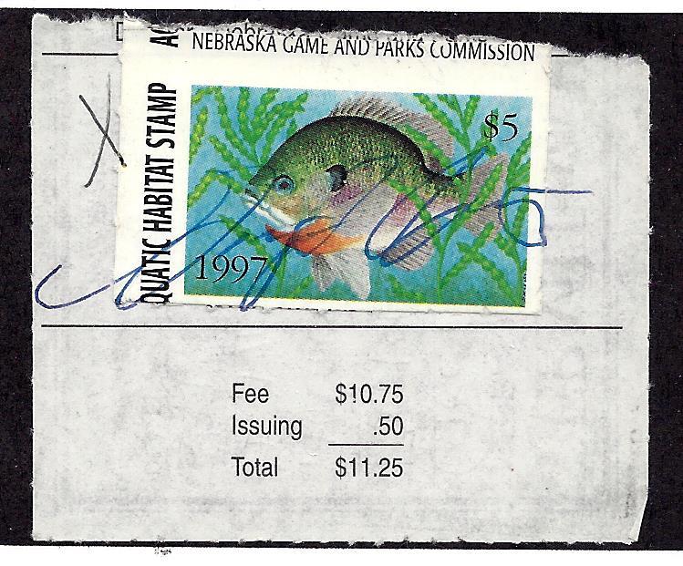 NEAH1 Used... SCV $3.50... Nebraska Fishing License