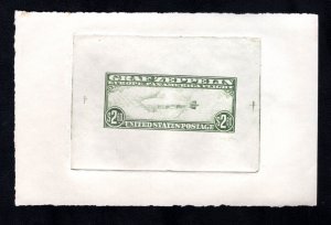 MOMEN: US STAMPS #C15 (CF1) PANELLI FORGERY LARGE DIE PROOF IN GREEN LOT #85529