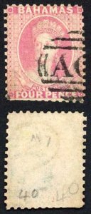 Bahamas 4d rose Wmk S (papermakers wmk) Fine used