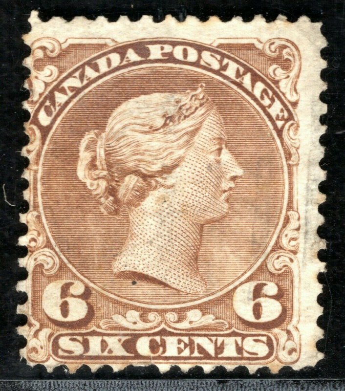 CANADA QV Large Queen SG.59b 6c (1870) Unused/Mint MNG? Cat £1,300-  OBLUE145