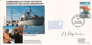 British Antarctic Territory FDC Sc 148 Signed Dr P J Stephenson Cachet Ship T...