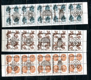 Birobidzan 3 Block of  20 stamps each Overprint Gold and Blu MNH  7906