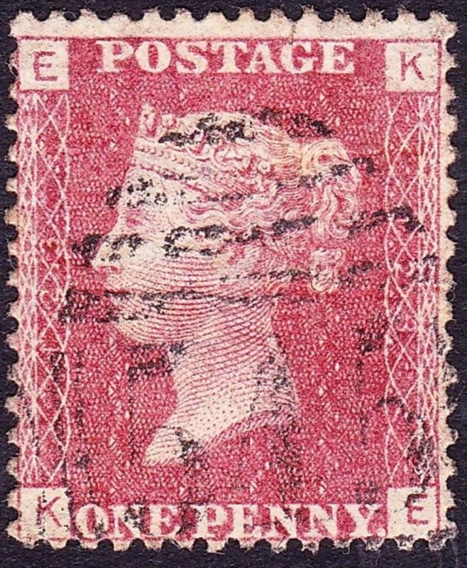 GREAT BRITAIN 1858 QV 1d Lake-Red PLATE 123 EK SG44 Used