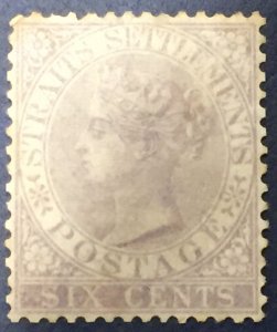 Malaya Straits Settlements 1868 QV 6c wmk CrownCC MHNG slight toning SG#13 M1816