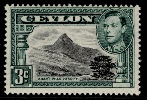 CEYLON GVI SG387b, 3c black & deep blue-green, VLH MINT.