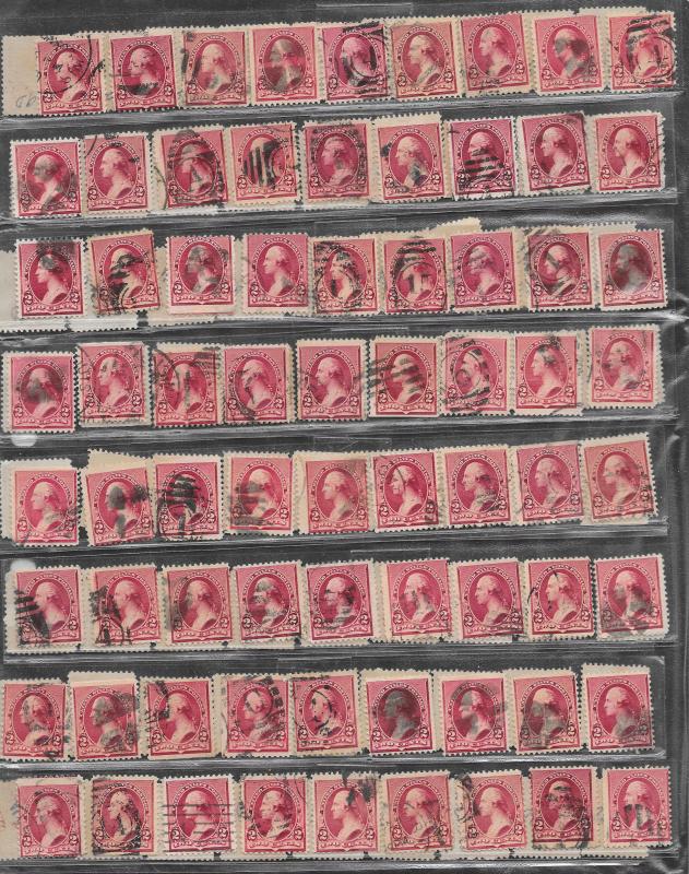 219 D Used 2c. Washingtion, Bulk lot of 864 Stamps, scv: $4,752