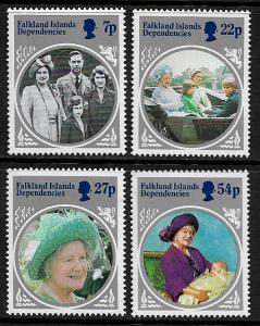 Falkland Is Dep #1L92-5 MNH Set - Queen Mother's Birthday