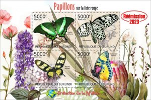 BURUNDI - 2023 - Butterflies - Perf 4v Sheet - Mint Never Hinged