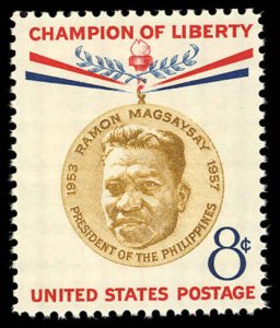 US Sc 1096 F-VF/MNH - 1957 8¢ Ramon Magsaysay - P.O. Fresh!