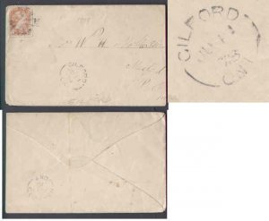 Canada-cover #8301 - 3c Small Queen-fancy cancel - Simcoe Cty-Gilford,Ont single