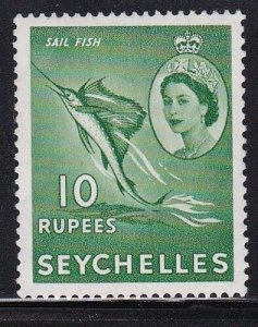 Album Treasures  Seychelles Scott # 190  10r  Elizabeth   Sail Fish  MLH