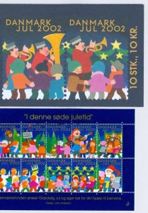 Denmark. 2002 Booklet. 10 Christmas Seals Mnh. Santa. Children, Postmen,Music.