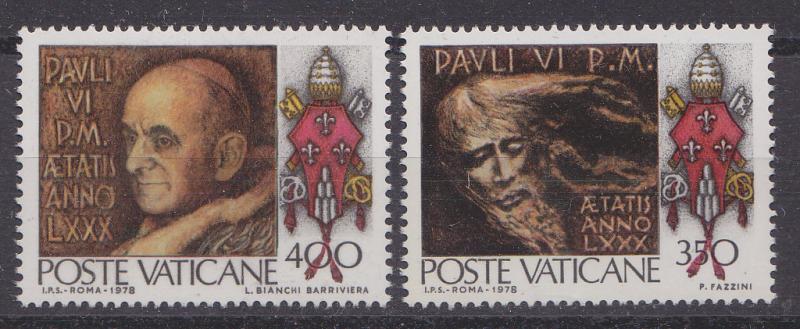 Vatican. 1978 80th Birthday of Pope Paul VI (SG 694/5)um