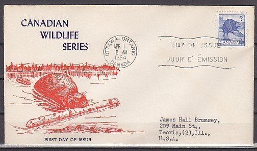 Canada, Scott cat. 336 only. Beaver issue. First day cover. ^