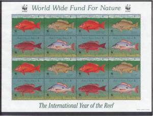 Turks Caicos 1247 MNH WWF-98/Fishes SCV12