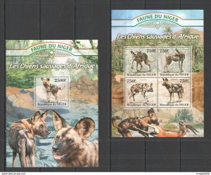 2013 Niger Fauna Africans Wild Dogs Les Chiens Sauvages Kb+Bl ** St2818