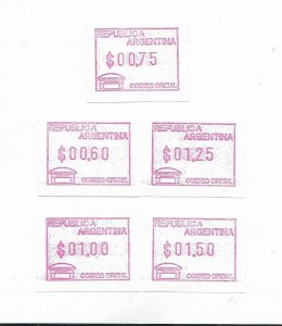 ARGENTINA 1999 MACHINE STAMPS 5 VALUES 0,60 0,75 1,00 1,25 1,50 UNUSED MINT