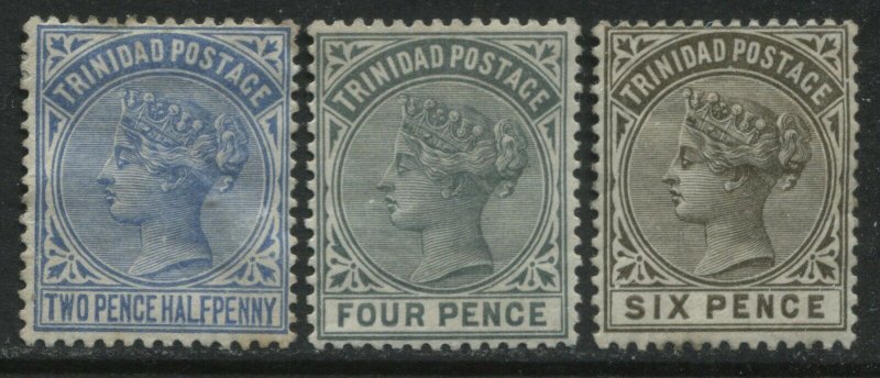 Trinidad QV 1883-84 2 1/2d, 4d, and 6d mint o.g. hinged