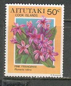 AITUTAKI Sc# 495 MH FVF Pink Frangipani Flowers