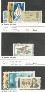 Brazil, Postage Stamp, #1075, 1077-8, 1091 Mint, 1088 LH, 1097-8, 1102, 4, 1968