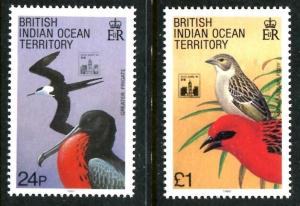 BIOT Indian Ocean Territory 145-6 MNH Birds Great Frigatebird Red Fody1994 x8893