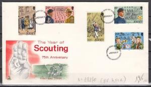 Jersey, Scott cat. 295-299. 75th Scout Anniversary issue. First day cover. ^