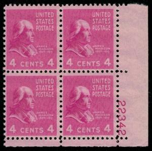 808 F/VF OG NH, Plate Block of 4, Bold! (stock photo..MORE.. pb1232