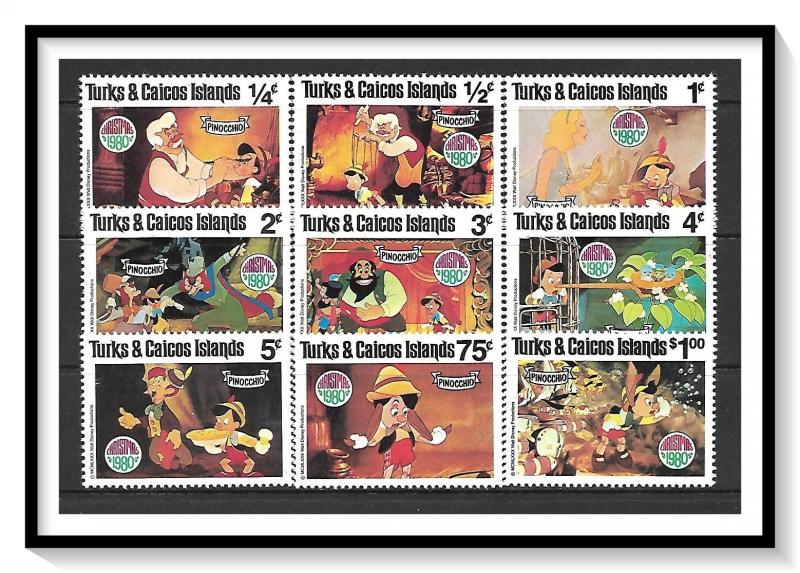 Turks & Caicos #442-450 Disney Christmas Pinocchio MNH