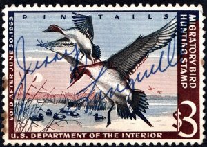 RW29 $3.00 Pintail Drakes Coming In For Landing Duck Stamp (1962) Signed